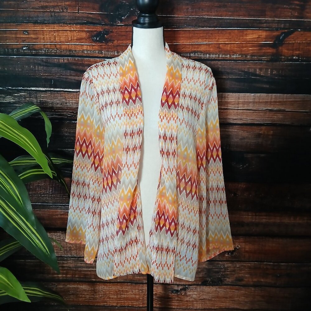 NWOT Chico's Cardigan Top Size 3 US XL Aztec Carinna Sheer Lightweight